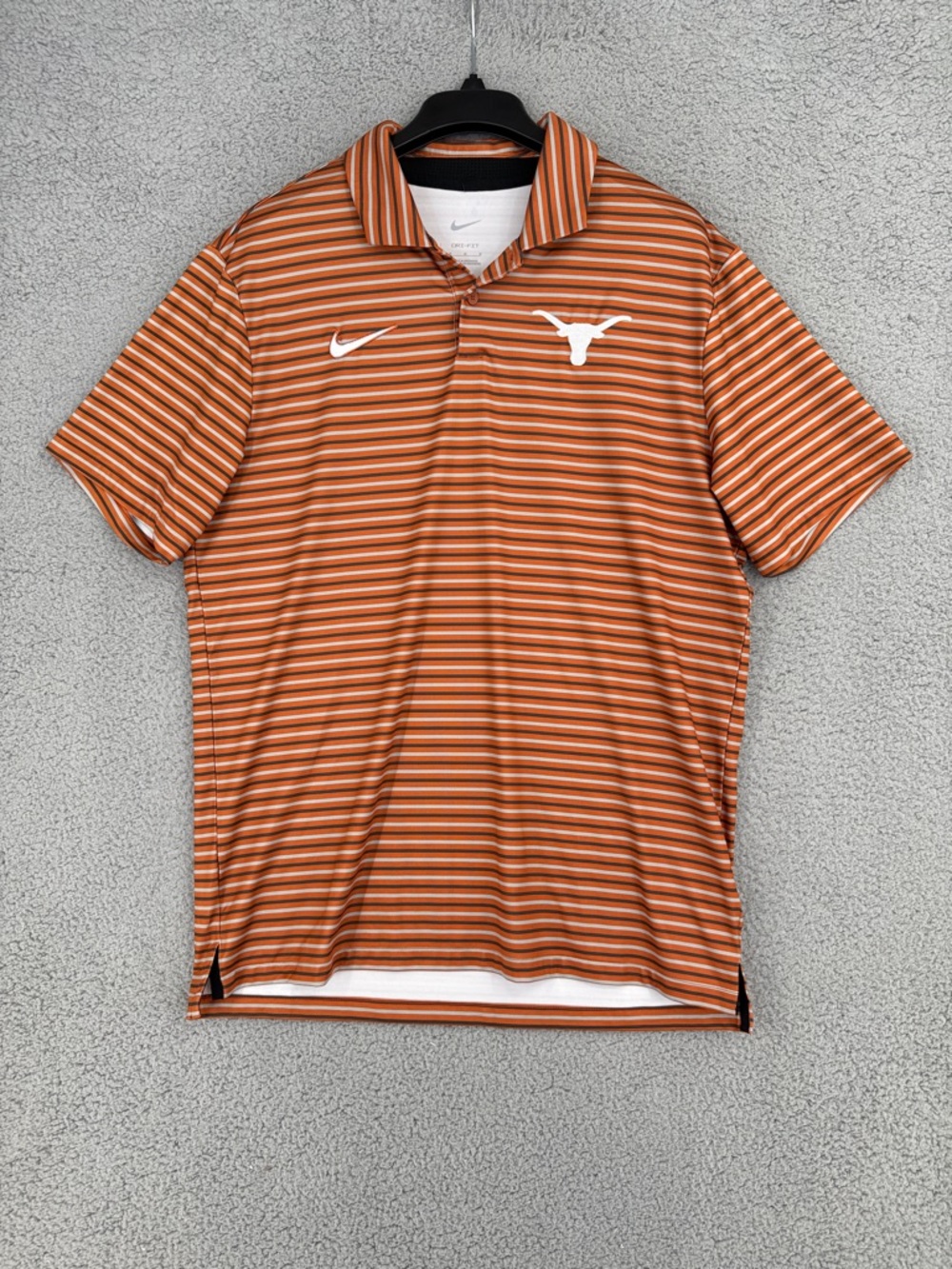 Texas Longhorns Nike Dri-Fit Men’s medium short sleeve striped shirt orange Polo